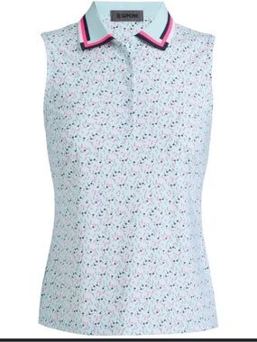 G/FORE Women's Sleeveless golf Polo Top aye poppy silky tech nylon